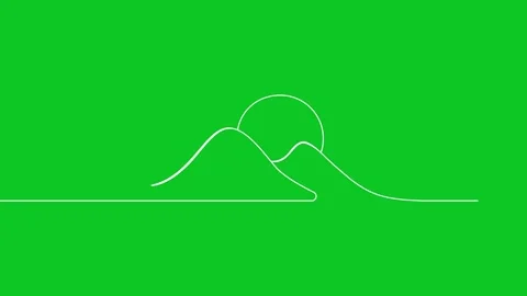 Animated continuous single line drawing of sun with mountain, sunny Stock Footage 312949417