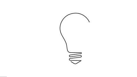 Animated continuous single line drawing of light bulb. Видео 320070829