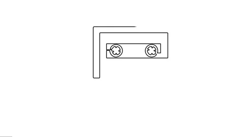 Animated continuous single line drawing of Old cassette player. Видео 320070838