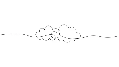 Animated continuous single line of sun with clouds, sunny weather Stock Footage 312949418