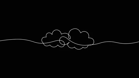 Animated continuous single line of sun with clouds, sunny weather Stock Footage 312949419