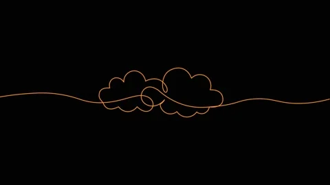 Animated continuous single line of sun with clouds, sunny weather Stock Footage 312949420