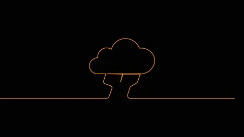 Animated continuous single line of sun with clouds, sunny weather Stock Footage 312949423