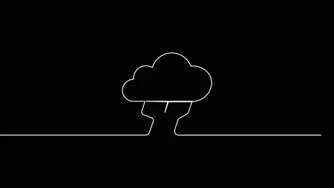 Animated continuous single line of sun with clouds, sunny weather Видео 312949424