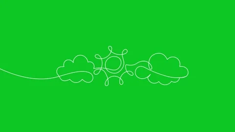 Animated continuous single line of sun with clouds, sunny weather Vídeos de archivo 312949429