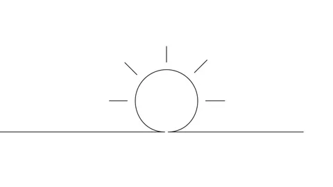 Animated continuous single line of sun with clouds, sunny weather Stock-Footage 312949435