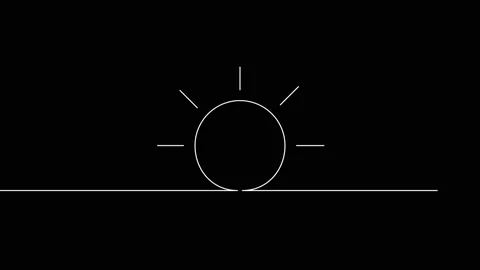 Animated continuous single line of sun with clouds, sunny weather Stock Footage 312949441