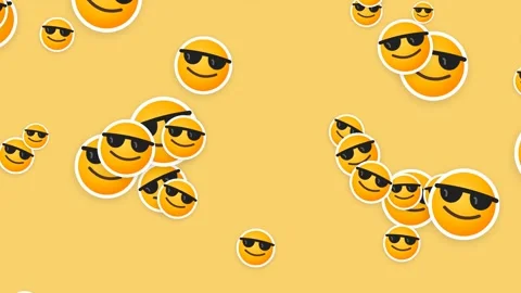 Animated Cool Emojis Floating On Yellow Background Vidéo 331086372