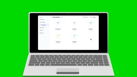 Animated copying and pasting files on a laptop interface. 4K Stock Footage 341694526