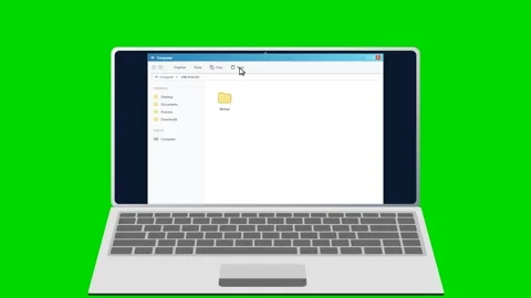 Animated copying and pasting process on a laptop screen. 4K Stock Footage 341694520