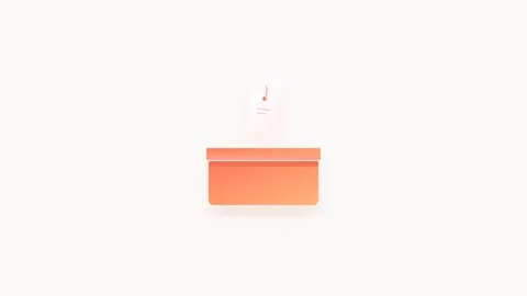 Animated Coral Subscription Box Icon with Emerging Glowing Clothing Tag Видео 346202045