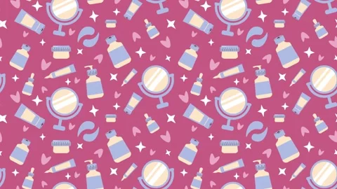 Animated Cosmetics and Skincare Pattern Loop Background Vidéo 334319808