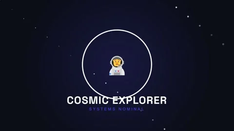 Animated cosmic explorer logo reveal on starry dark space background Stock Footage 337500765
