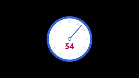 Animated Countdown 1 Minute (60 Seconds) Timer Clock on Black Background 库存影片 343959029