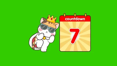 Animated countdown, cute cat wearing sunglasses dressed as a king dancing Stock Footage 285223233