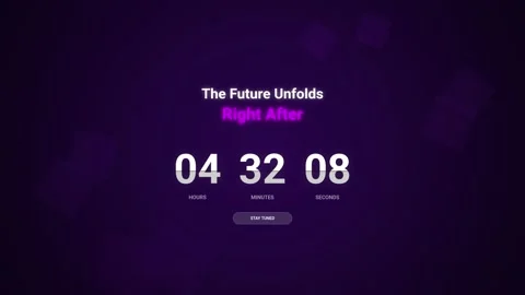 Animated countdown four and a half hour of future unfolds in purple backgrou Vídeos de archivo 346927445