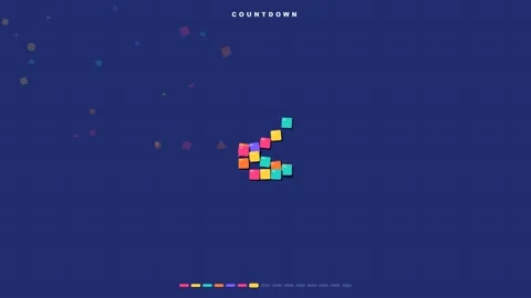 Animated Countdown with Geometric Shapes and Falling Blocks Stock Footage 347896623