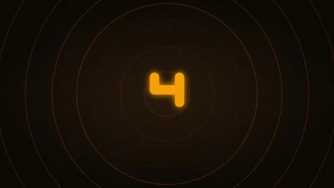 Animated countdown numbers with glowing orange rings in 4K Stock Footage 345012839
