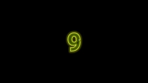 Animated countdown ten with sparkling yellow neon Stock Footage 245287155