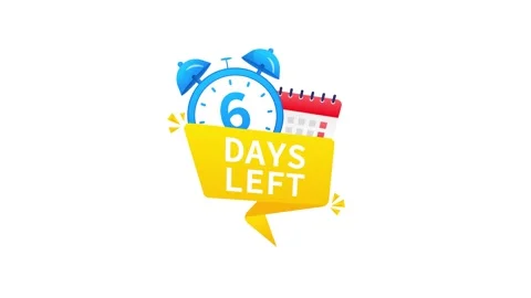 Animated countdown timer with six days left Stock Footage 317247594