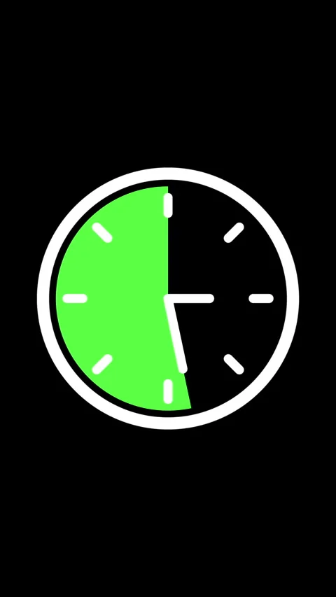 Animated countdown timer, smoothly progressing on a black background, creating a Stock Footage 324519149