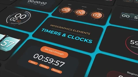 Animated Countdown Timers and Clock Infographics for Time Visualization After Effects stock