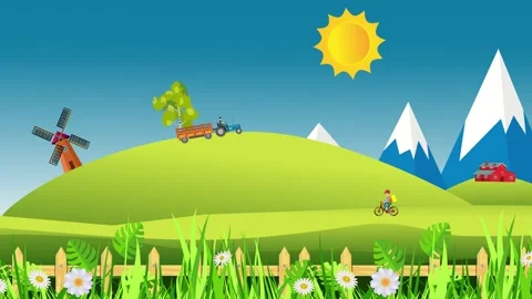 Animated Countryside Landscape Stock Footage 322062260