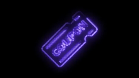 Animated coupon code icon with neon glow effect isolated on black background Stock Footage 314535636