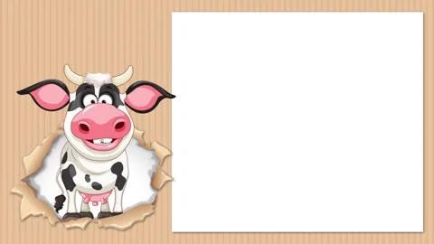 Animated Cow Breaking Through Wall Stock Footage 299776976