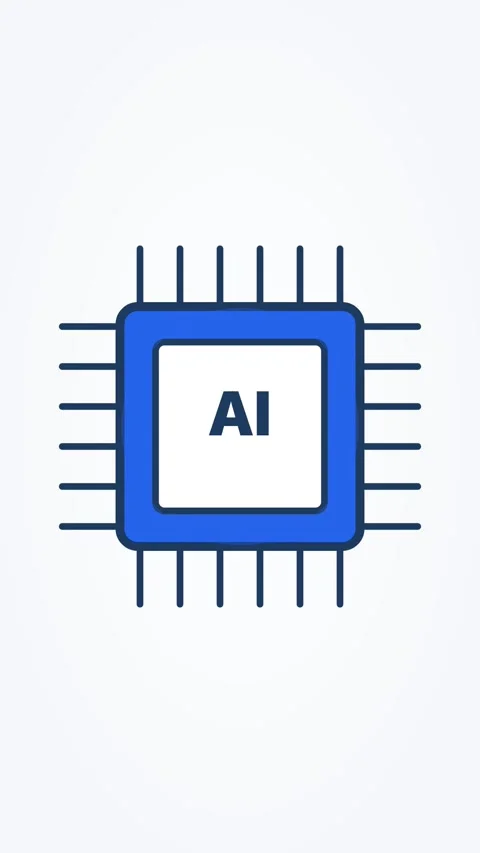 Animated CPU chip icon processing, vertical 9:16 seamless loop HD motion Stockbeeldmateriaal 345160450