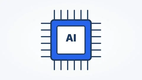 Animated CPU chip icon processing, horizontal 16:9 seamless loop HD motion Stock Footage 345160454