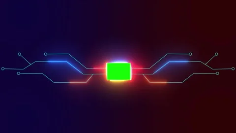 Animated cpu circuit neon animation. Processor chip animated icon glow effe.. Stock Footage 305301418