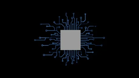 Animated cpu circuit neon animation. Processor chip animated icon glow effe.. Stock Footage 313727185