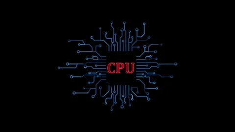 Animated cpu circuit neon animation. Processor chip animated icon glow effe.. Stock Footage 313727191