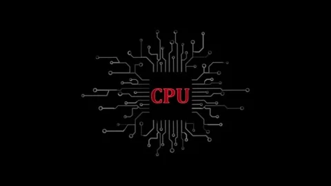 Animated cpu circuit neon animation. Processor chip animated icon glow effe.. Stock Footage 313727194