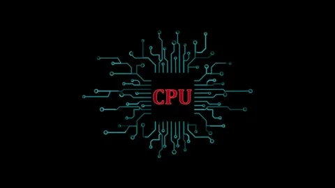Animated cpu circuit neon animation. Processor chip animated icon glow effe.. Stock Footage 313727197