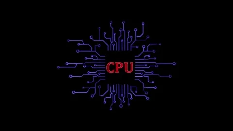 Animated cpu circuit neon animation. Processor chip animated icon glow effe.. Stock Footage 313727198