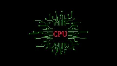 Animated cpu circuit neon animation. Processor chip animated icon glow effe.. Stock Footage 313727203