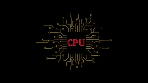 Animated cpu circuit neon animation. Processor chip animated icon glow effe.. Stock Footage 313727207