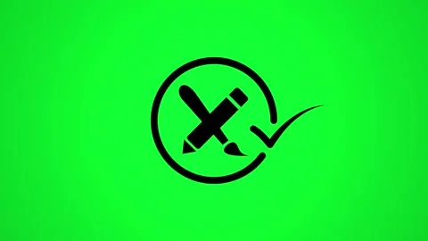 Animated creative design symbol with brush and pencil icons forming check m.. Stock Footage 344855182