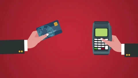 Animated credit card payment process with point of sale terminal Video stock 310527748
