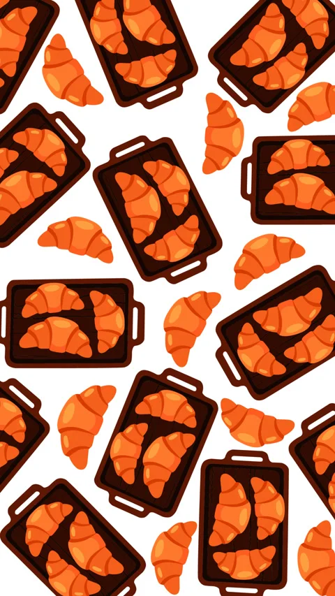 Animated Croissant Bakery Pattern Motion Graphic Background Stock Footage 345489437