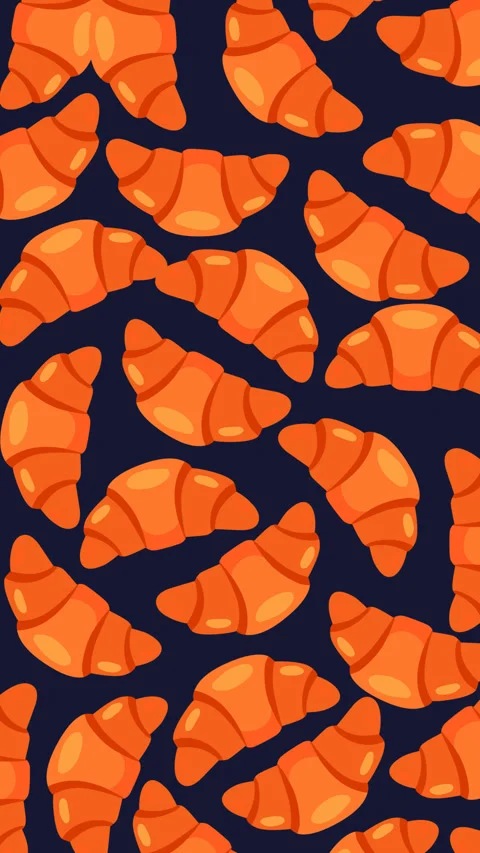 Animated Croissant Pattern Background Seamless Bakery Pastry Motion Graphic Stock Footage 345492629