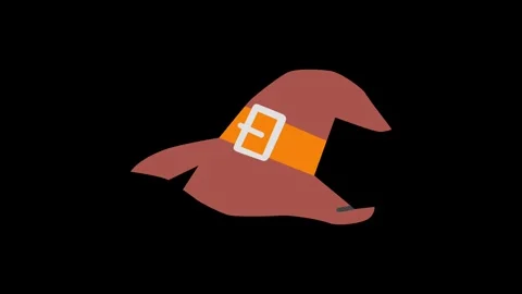 Animated crooked brown witch hat with orange belt and buckle Stock-Footage 320286877