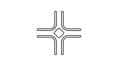 Animated Crossroads Intersection Line Drawing 4-Way Highway Junction Icon Vídeos de archivo 337249997