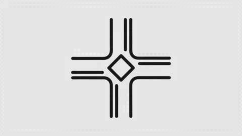 Animated Crossroads Intersection Line Drawing 4-Way Highway Junction Icon Loop Vídeos de archivo 337250225