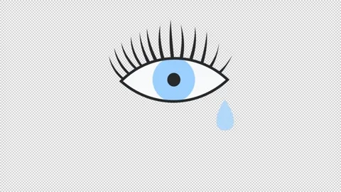 Animated crying eye with tears flowing out. Stock Footage 292871495