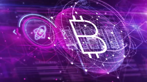 Animated cryptocurrencies data flow in virtual space. Stock Footage 214129022