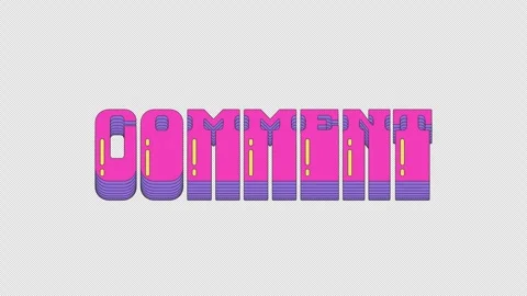 Animated cta button comment in dynamic vaporwave typography Stock Footage 320939998