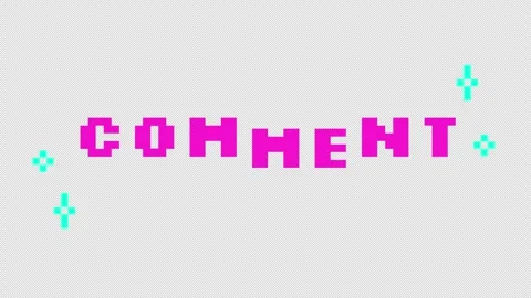 Animated cta button comment in pink pixel typography Stock Footage 318444273